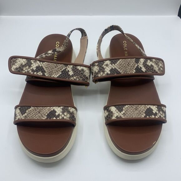 Cole Haan Merritt Womens Zerogrand Double Band Sandal Brown Snake Sz 8 B - Picture 1 of 8